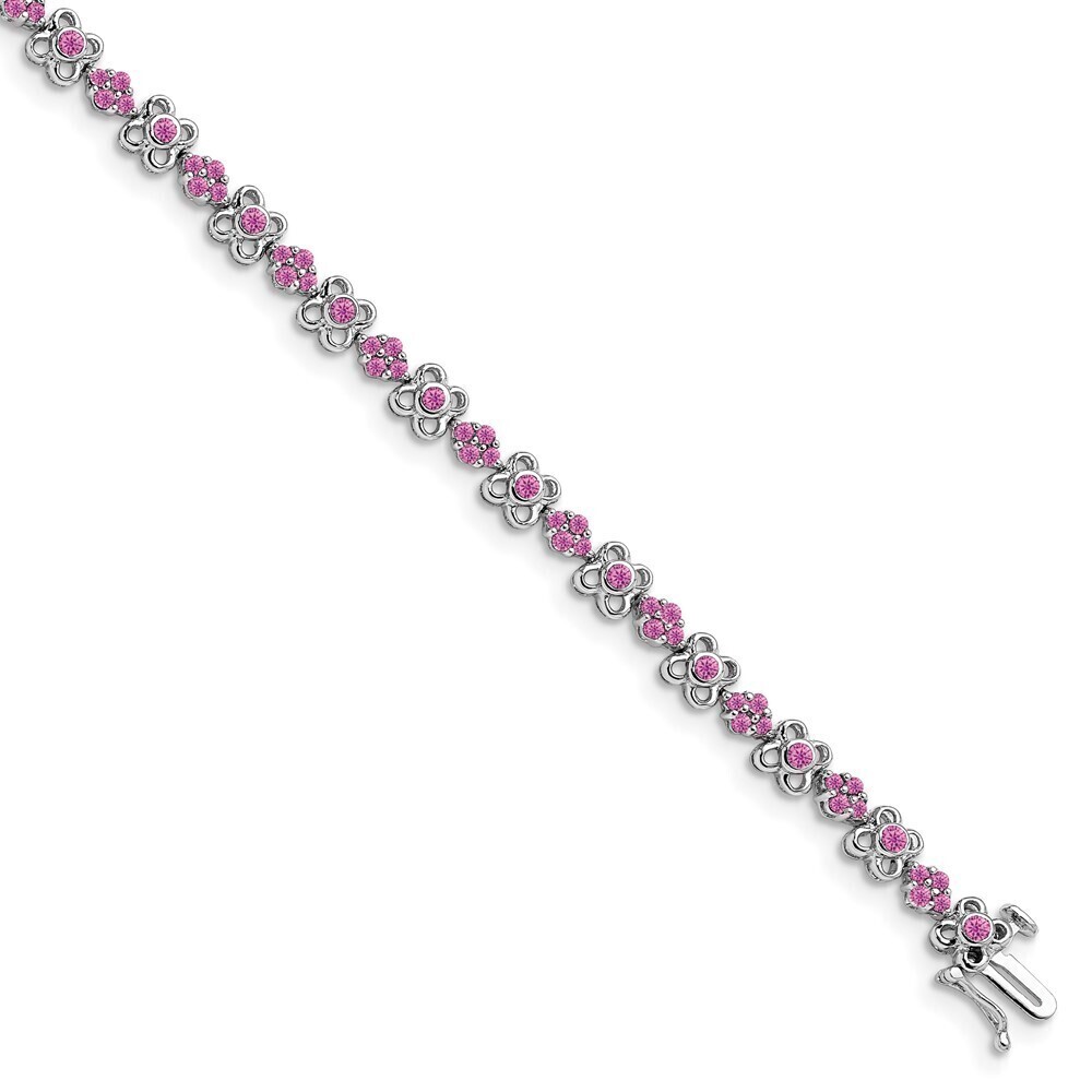 Kazi Luxury 14k White Gold Created Pink Sapphire Bracelet